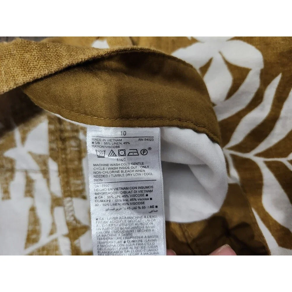 Old Navy Shorts Floral Palm Linen Blend Women 10 Beach Tropical